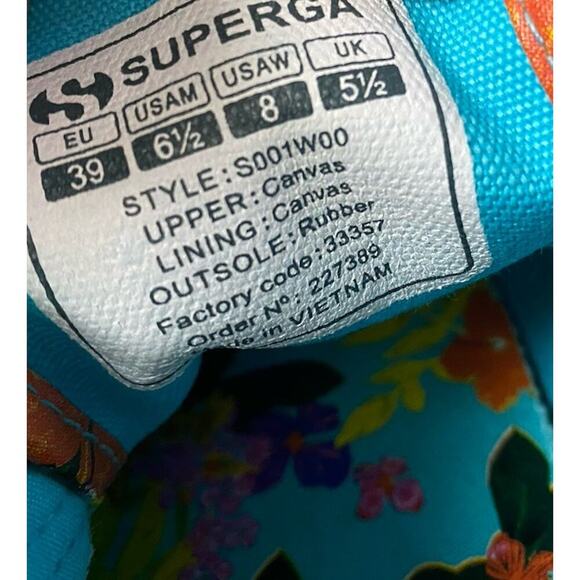 Superga 2750 Blue With Floral Pattern Women’s Shoes Size 8 - Picture 5 of 9